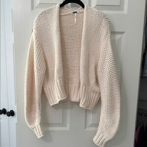 Free People Cream Chunky Knit Cardigan